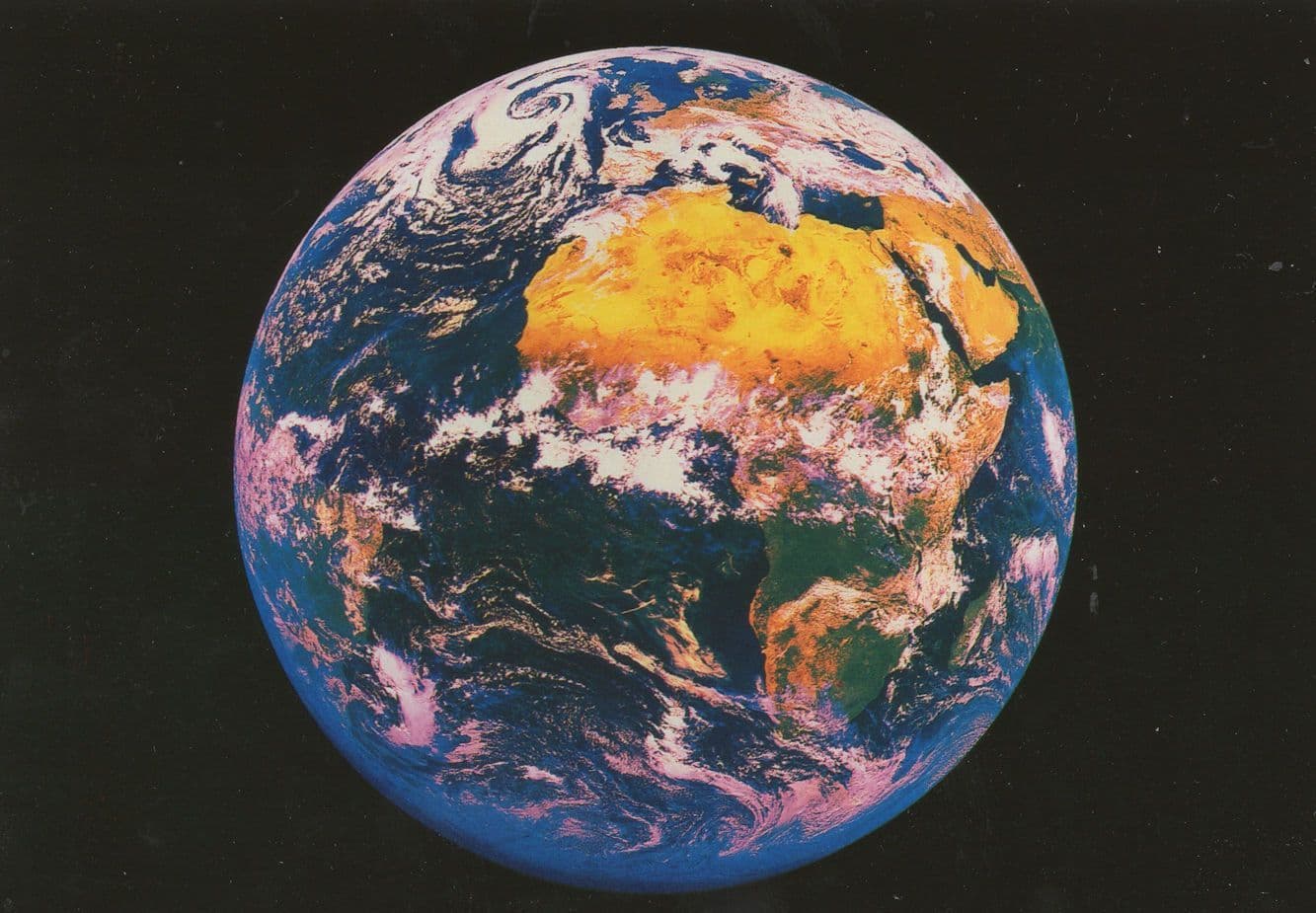 Africa & Europe From Outer Space Map Astronomy Rare Postcard