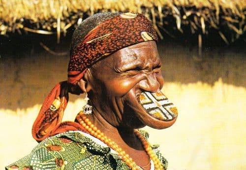 African Africa Sick Body Mouth Tongue Magic Trick Art Extreme Weird Postcard