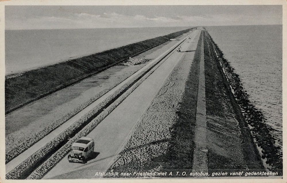 Afsluitdijk Autobus Holland Transport Real Photo Postcard