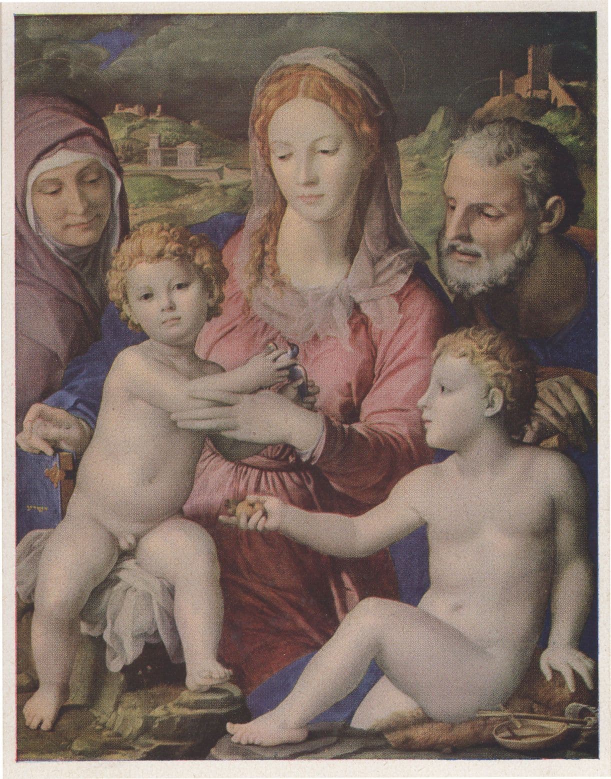 Agnolo Bronzino Die Helige Family Familie Wien Painting Postcard
