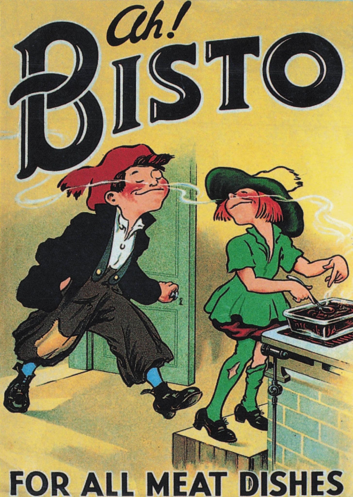 Ah Bisto For All Meat Dishes Will Owen 1930 Poster Advertising Postcard