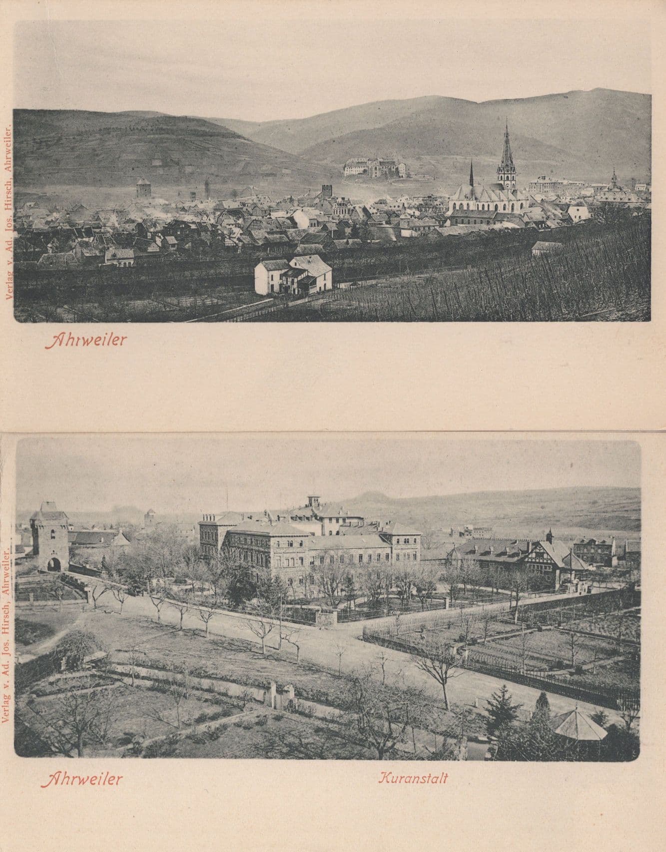 Ahrweiler German Rhine Kuranstalt 2x Rare Old PB Postcard