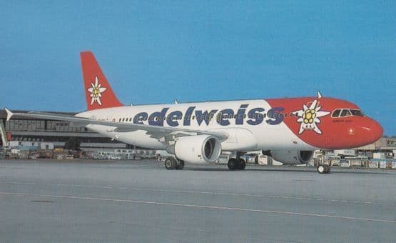 Airbus Industrie A320-213 HB-1HX of Edelweiss Air at Zurich Airport Postcard