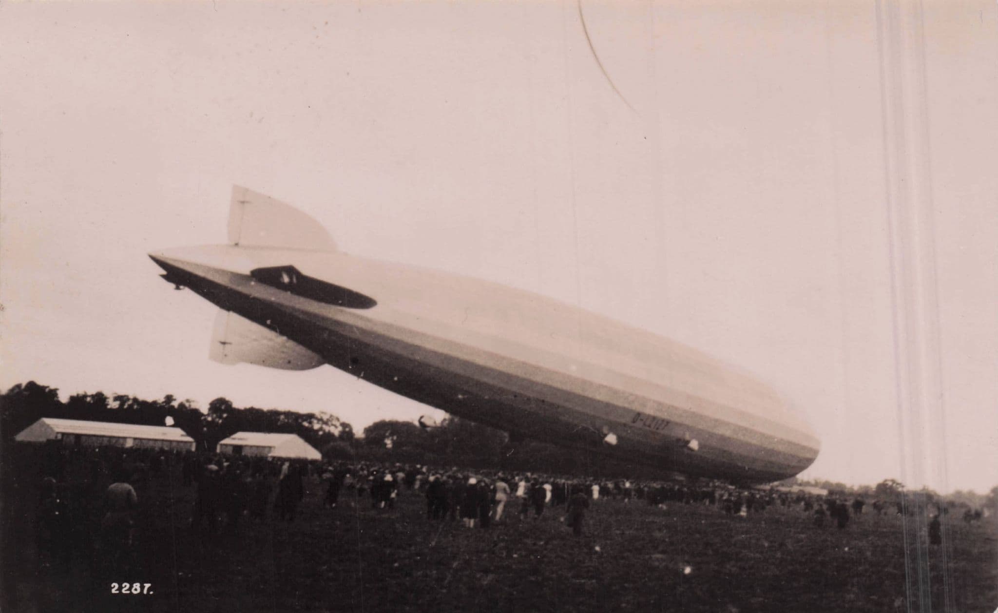Airship Crash Disaster Crowds Fleeing Real Photo Postcard