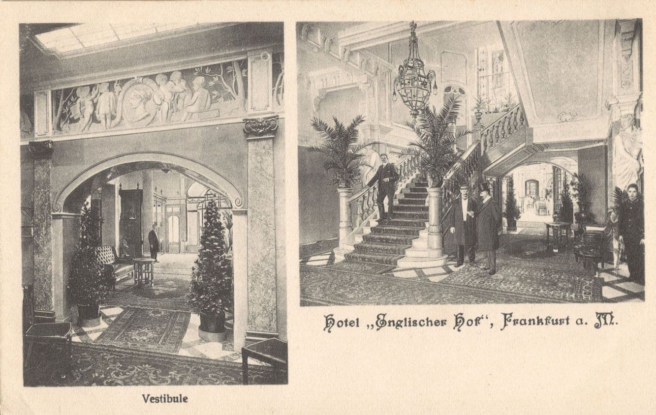 AK Frankfurt Hotel Englischer Hof Vestibule Old German Postcard