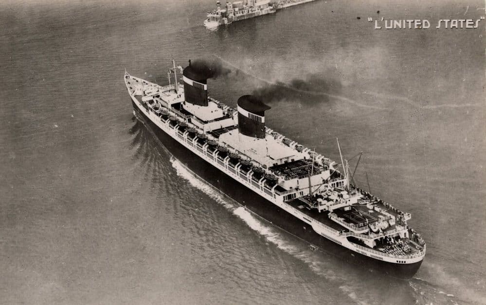 AK Le Havre The United States Ship Seen by Airplane Old RPC Postcard