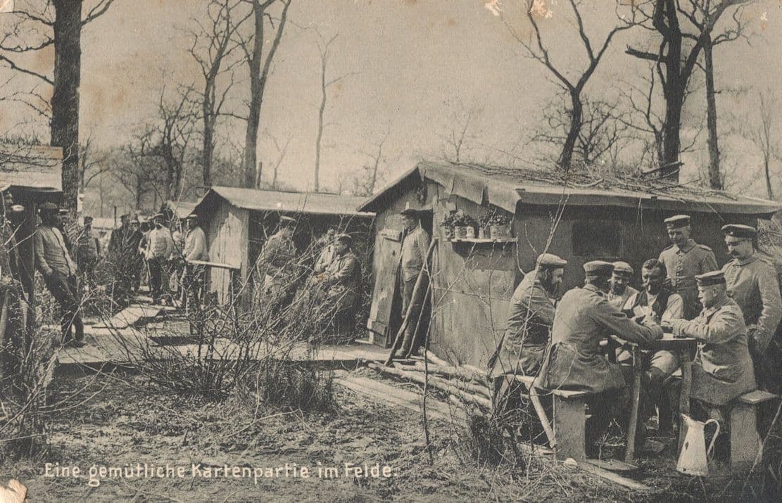 AK Patriotika Eine GemÔøΩtliche Kartenpartie im Felde WW1 Postcard