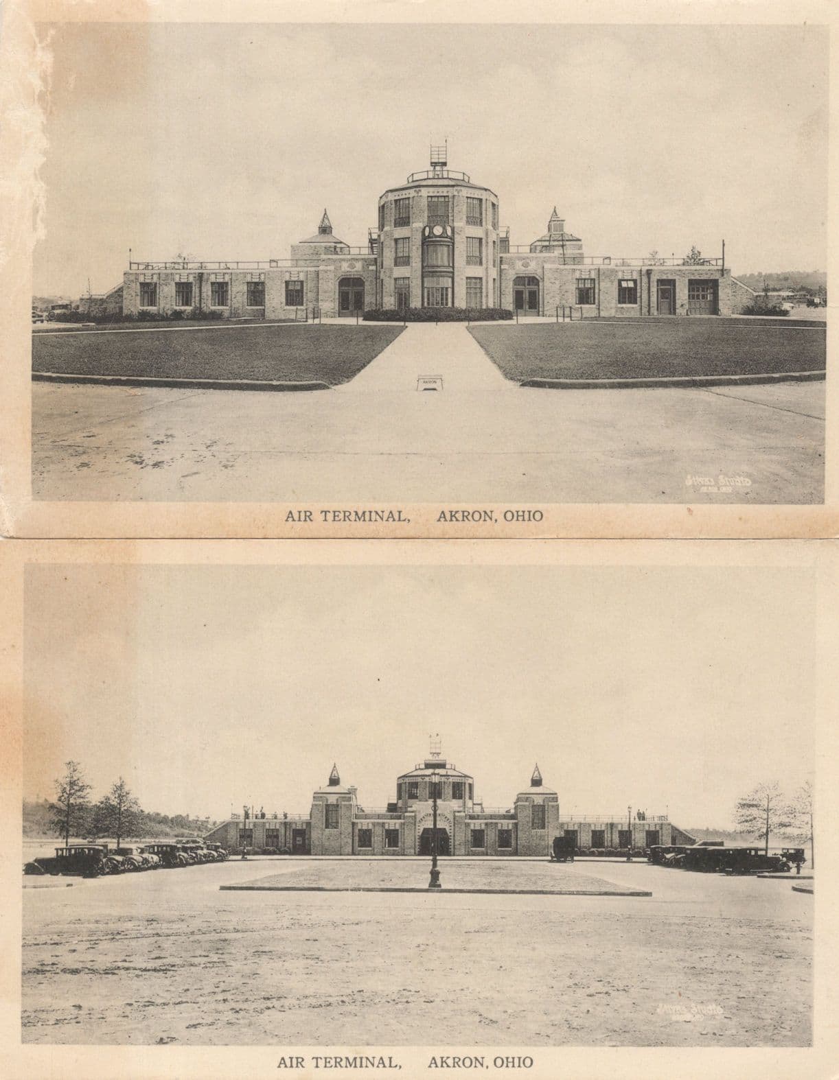 Akron Air Terminal Ohio 2x Old American Postcard Please Read