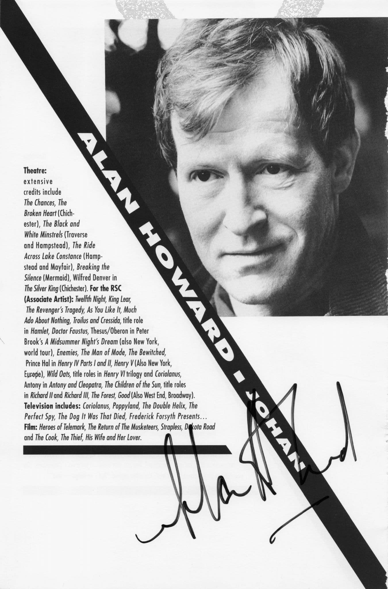 Alan Howard 1970s Actor A Perfect Spy Hand Signed Theatre Photo Page