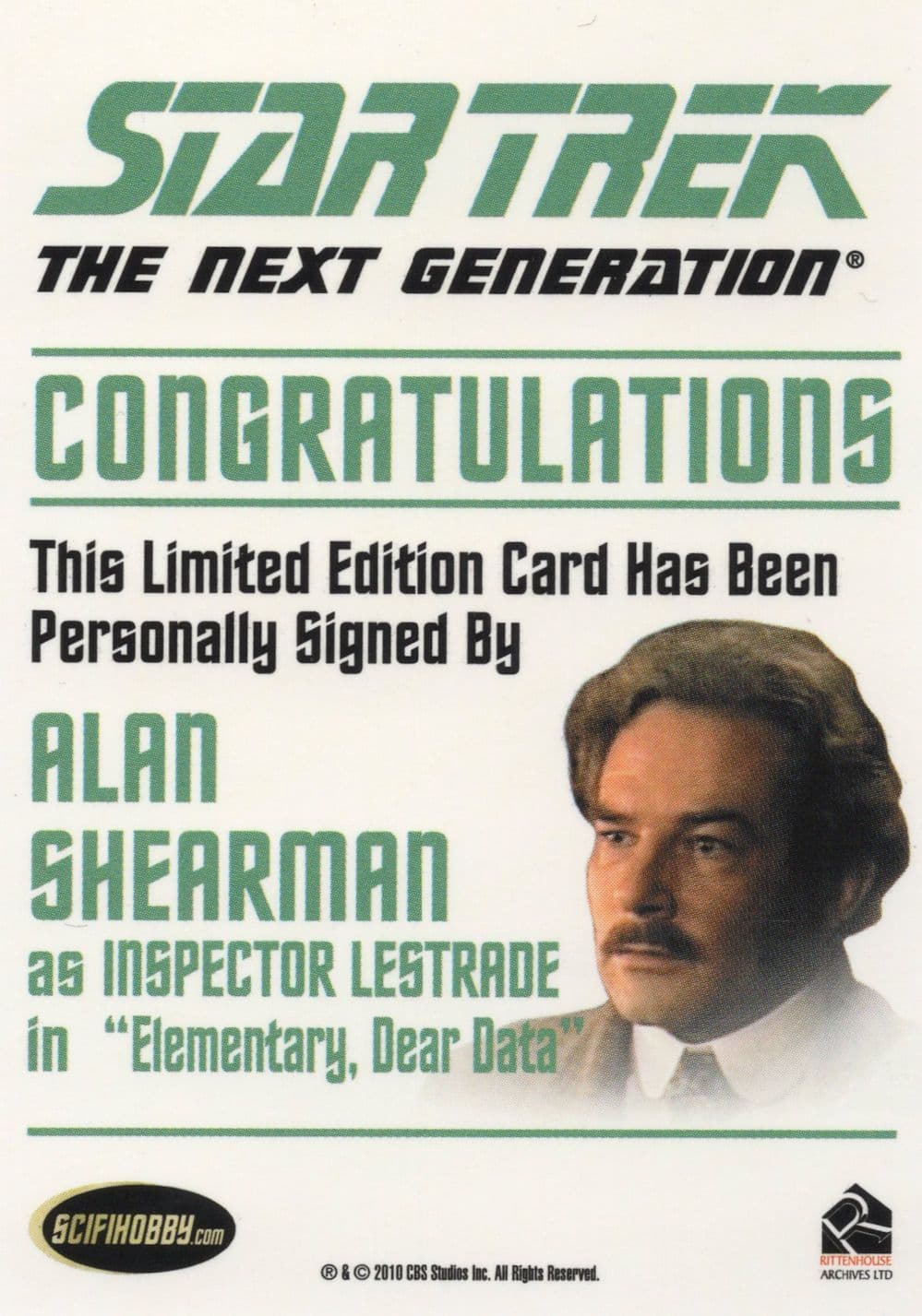 Alan Shearman as Insp Lestrade Star Trek Hand Signed Autograph Photo Card