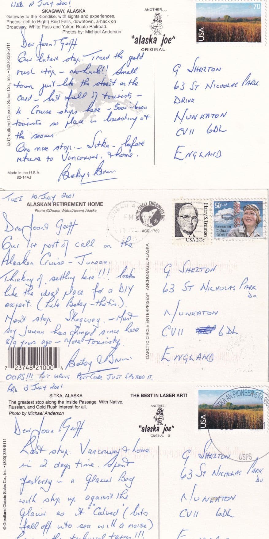 Alaskan Retirement Home Alaska 3x World Cruise Postcard s