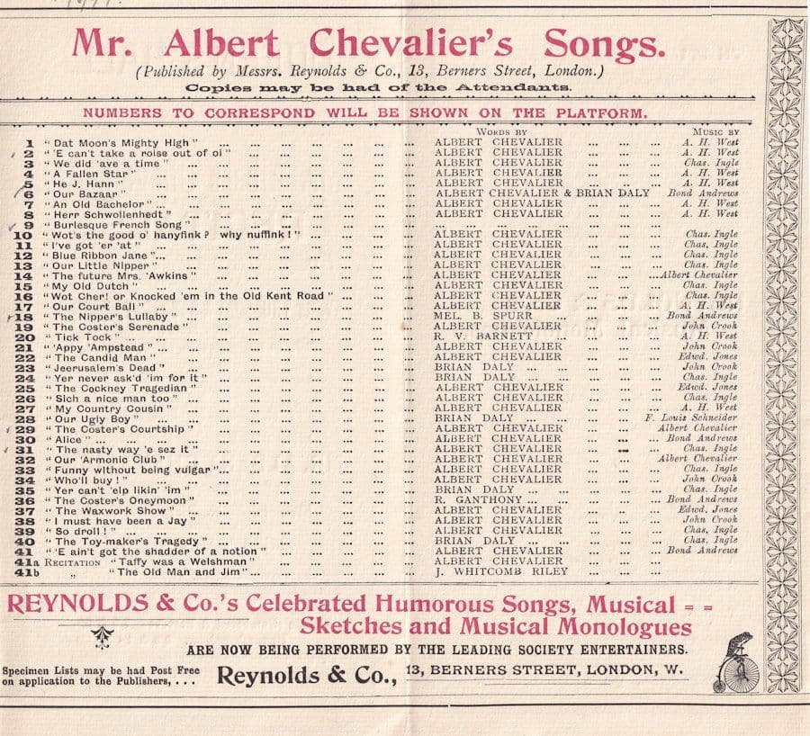 Albert Chevalier Don Lorenzo Perosi Toymaker Victorian London Classical Theatre Programme