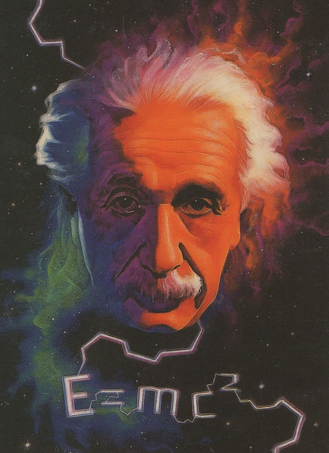 Albert Einstein Comic Art German Scientist Painting Postcard