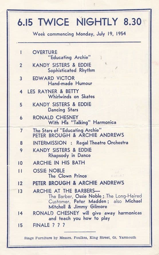 Albert Whelan BBC War Radio DJ Jimmy James Newcastle 1947 Theatre Programme