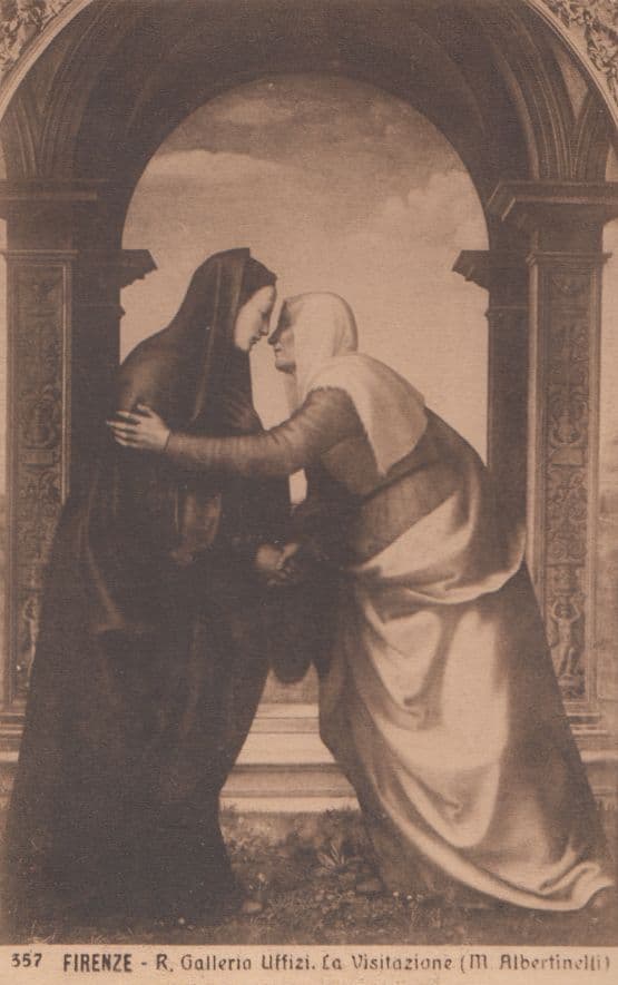Albertinelli La Visitaziane Painting Firenze Antique Art Gallery Postcard