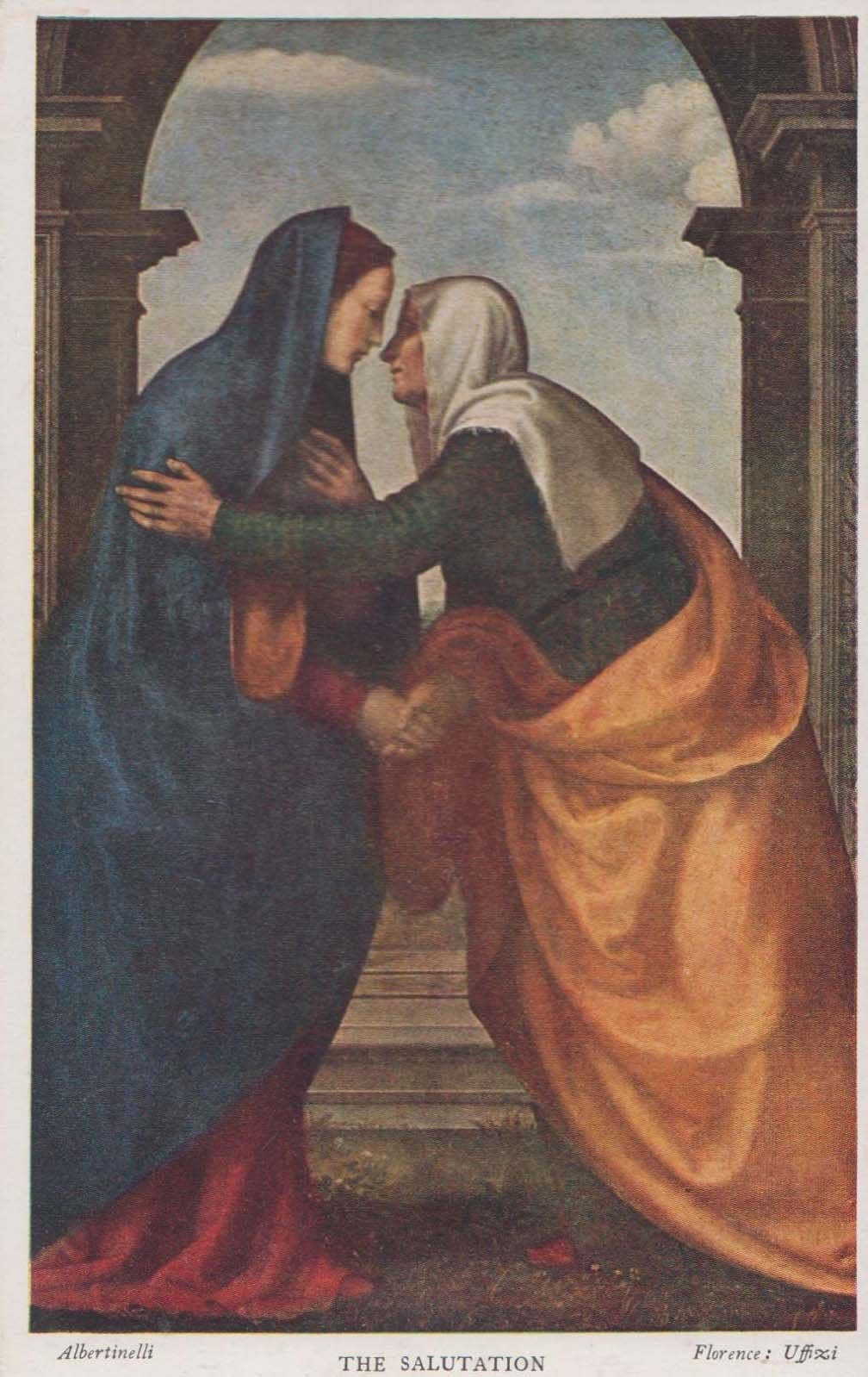 Albertinelli The Salutation Florence Uffizi Italy Art Gallery Painting Postcard