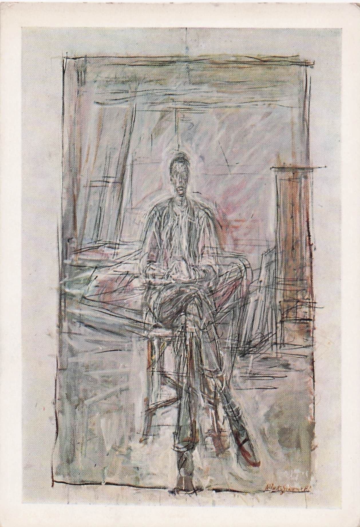 Alberto Giacometti Seated Man 1949 Tate Gallery Painting Postcard