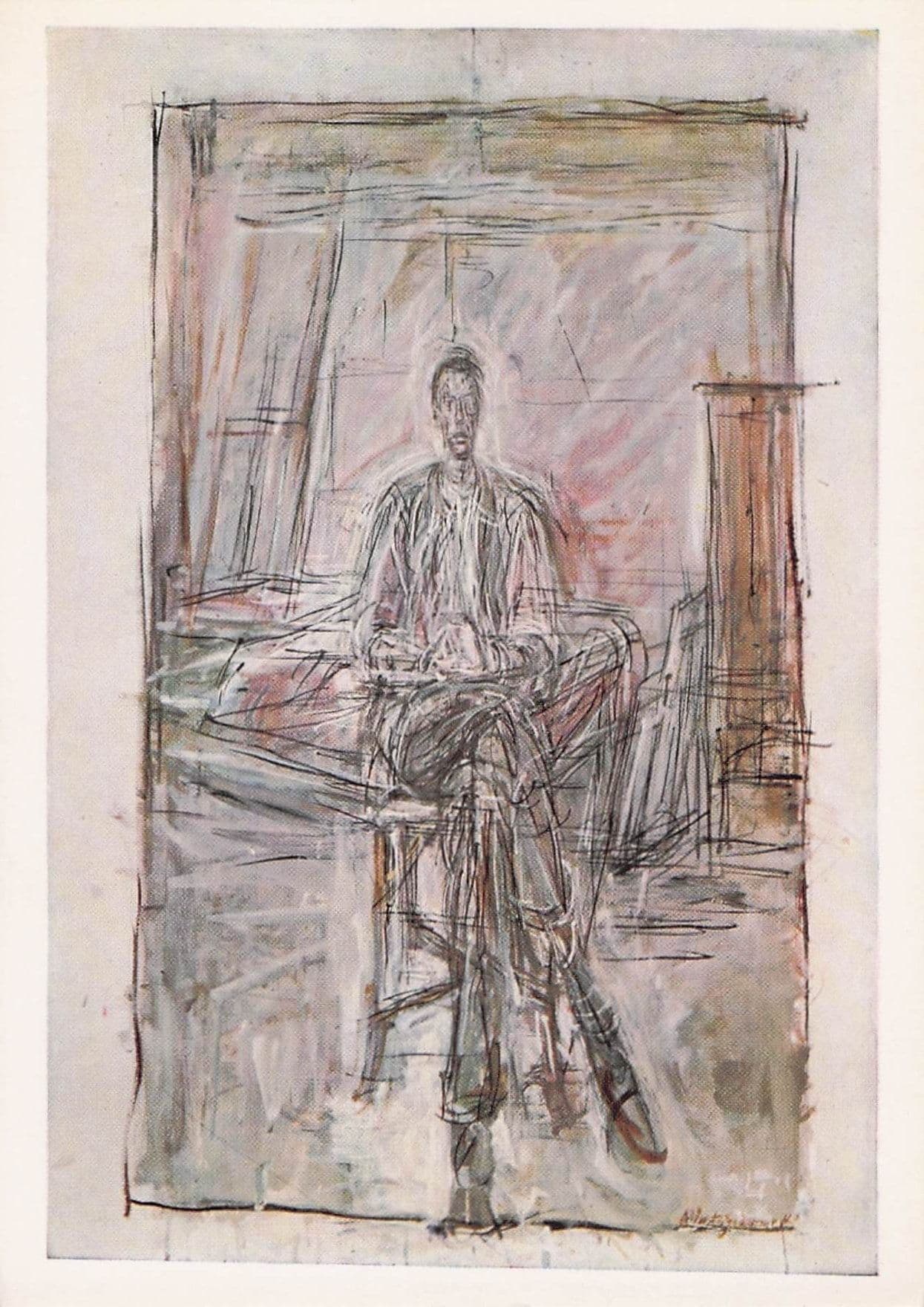 Alberto Giacometti Seated Man Tate Gallery Painting Postcard