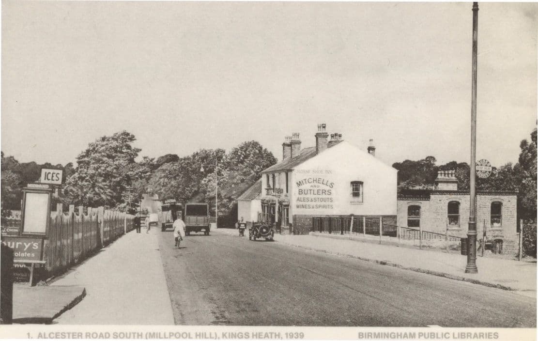 Alcester Road South Millpool Hill Kings Heath WW2 Birmingham Photo Postcard