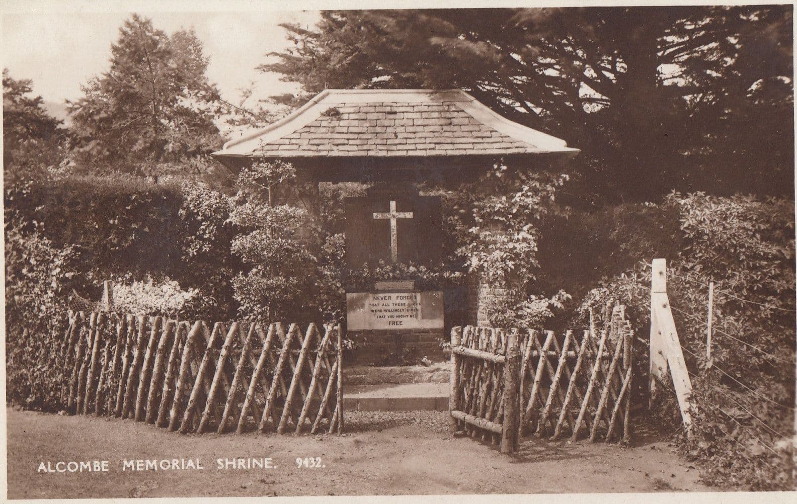Alcombe Memorial Shrine Somerset Antique Postcard
