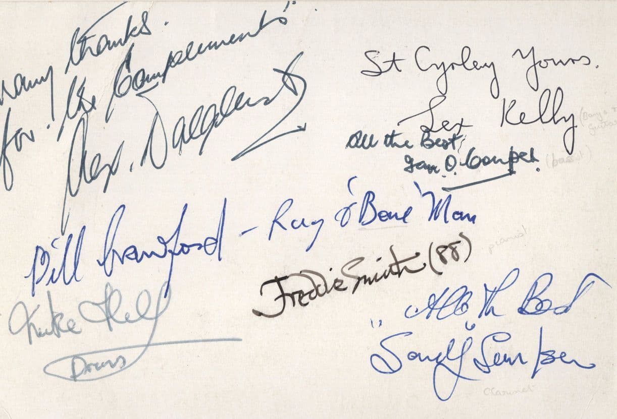 Alex Dalgleish Scottish Jazz Band Dixieland MULTI Hand Signed Photo