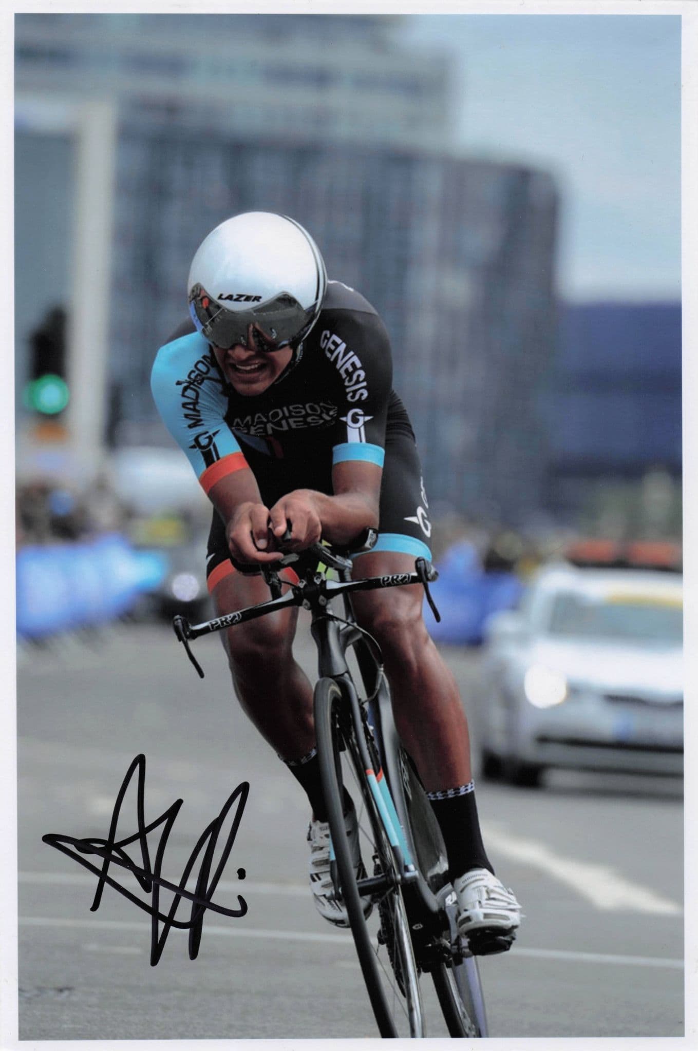 Alex Peters GB Cyclist Madison Genesis Team 12x8 Hand Signed Photo