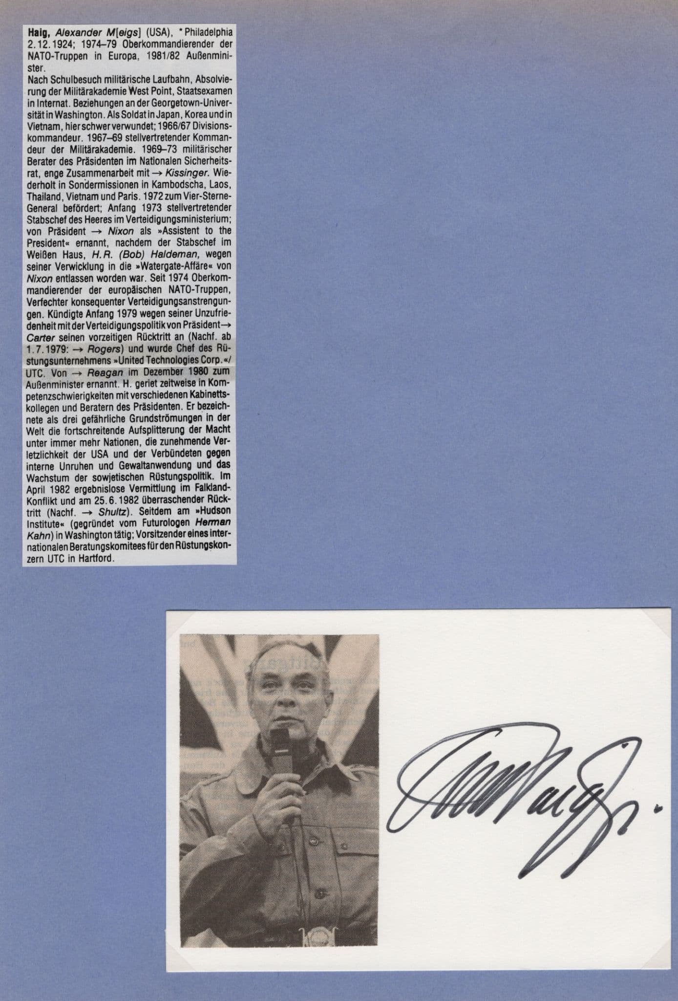 Alexander Haig Ronald Reagan Secretary of State Signed Autograph