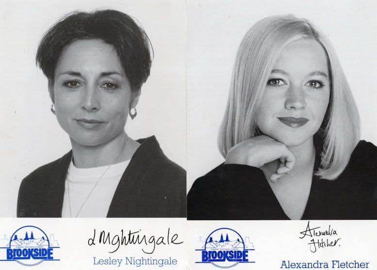 Alexandra Fletcher Lesley Nightingale 2x Brookside Pre Printed Signed Cast Card