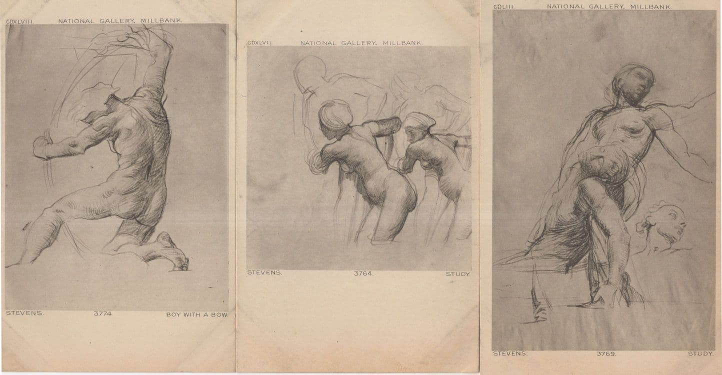 Alfred Stevens Boy With A Bow Study 3x Antique Painting Postcard s