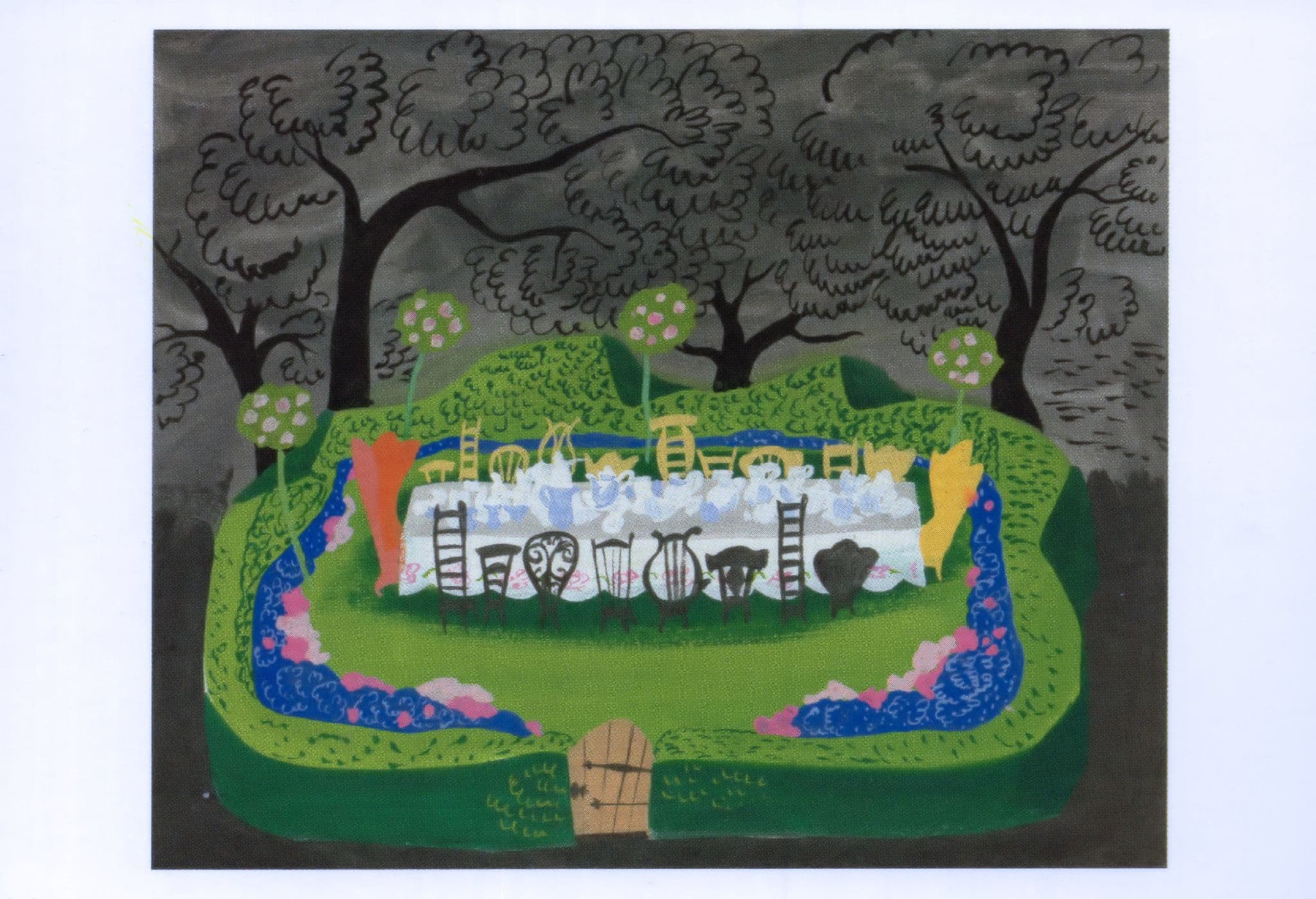 Alice In Wonderland Garden Art Film Artist Storyboard Painting Postcard