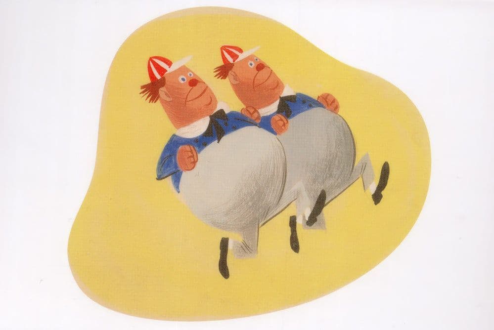 Alice In Wonderland Tweedle Dee & Tweedle Dum Painting Postcard