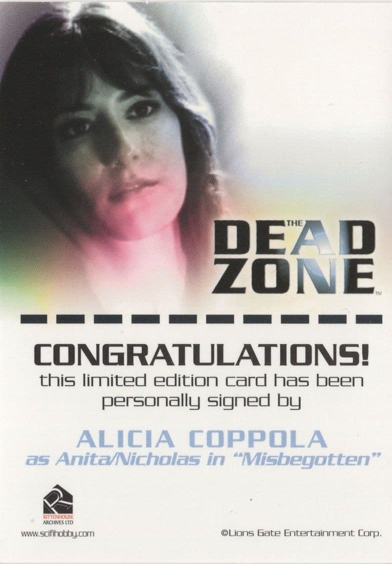Alicia Coppola The Dead Zone Autograph Signed Photo Card