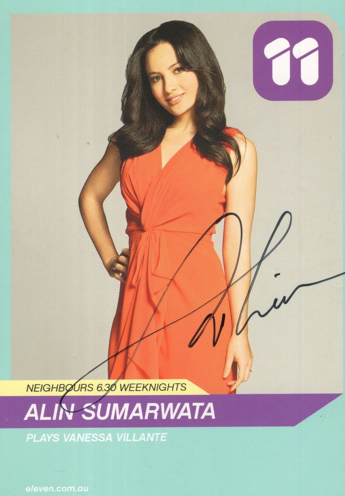 Alin Sumarwata as Vanessa Villante Neighbours Hand Signed Card Photo