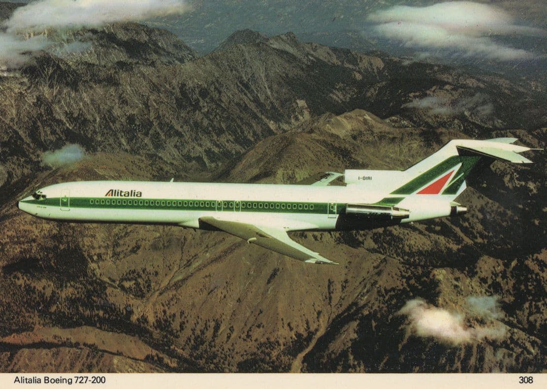 Alitalia Boeing 727-200 Plane Aircraft Postcard