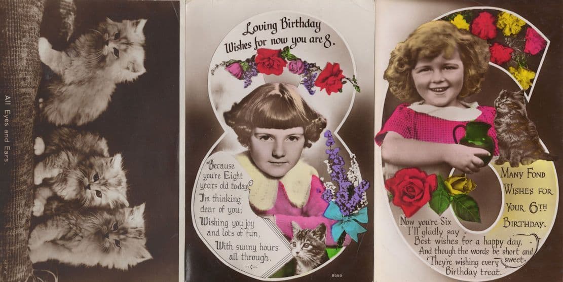 All Eyes & Ears Cat Kitten 3x Old Greeting Postcard s