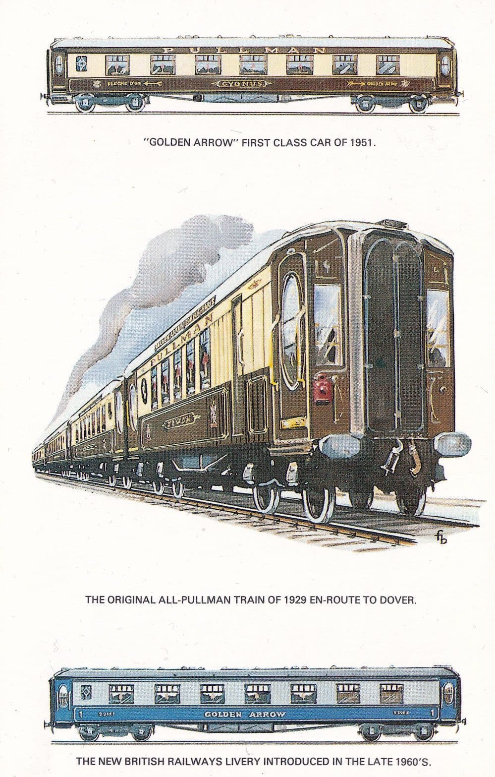 All Pullman Train En Route To Dover Golden Arrow Railway Postcard