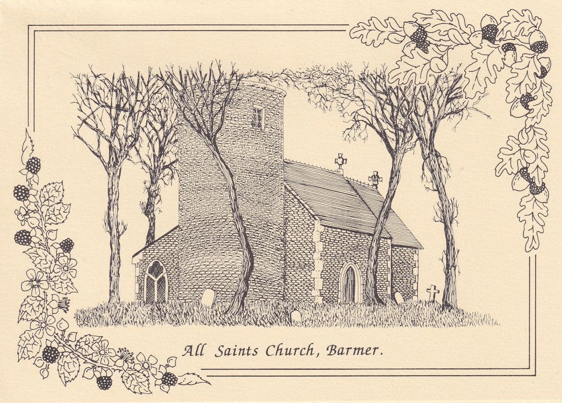 All Saints Church Barmer Norfolk Greetings Card