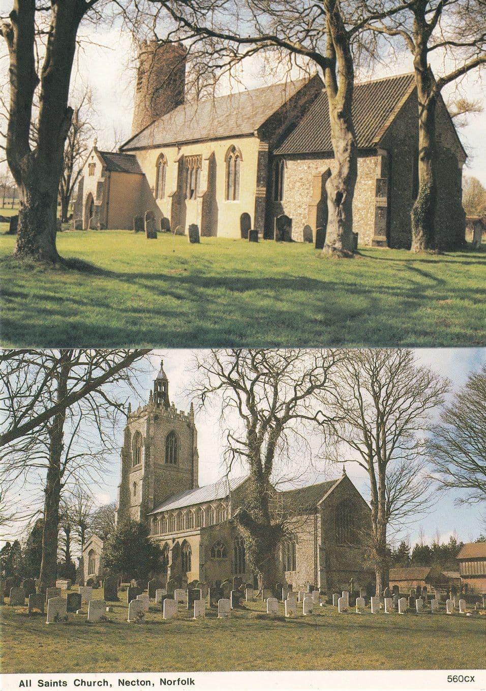All Saints Church Necton Gresham 2x Norfolk Postcard st