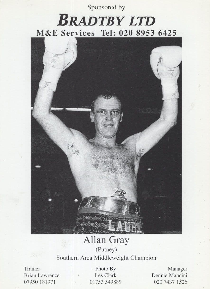 Allan Gray Putney London 1990s Boxer Official 190s Publicity Card