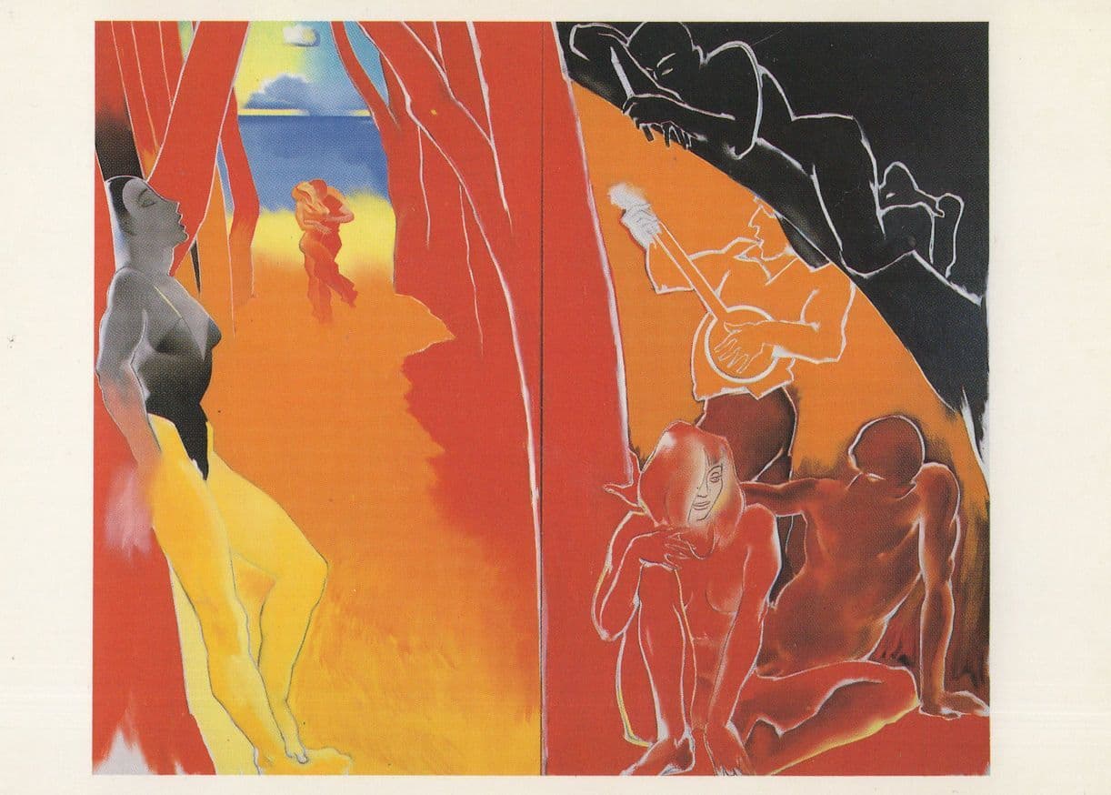 Allen Jones Lucifer Type Woman Guitar Painting Postcard