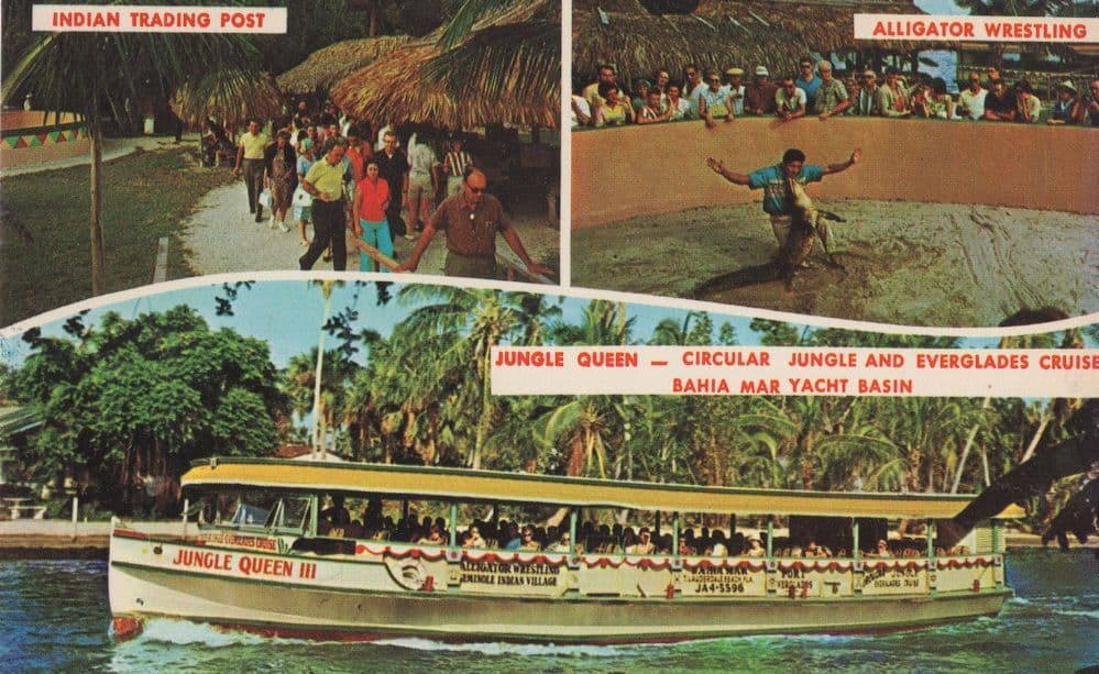 Alligator Wrestling Indian Trading Postcard Jungle Queen Ship Postcard