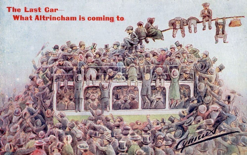 Altrincham Manchester Disaster Coach Transport Bus Comic Old Postcard