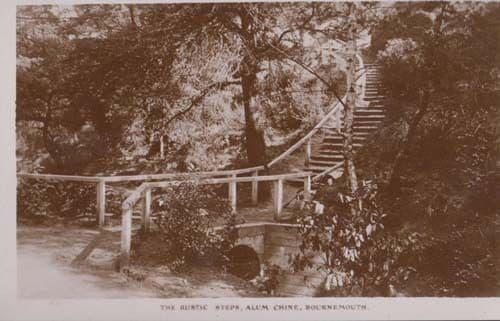 Alum Chine Dorset The Rustic Steps Real Photo Postcard