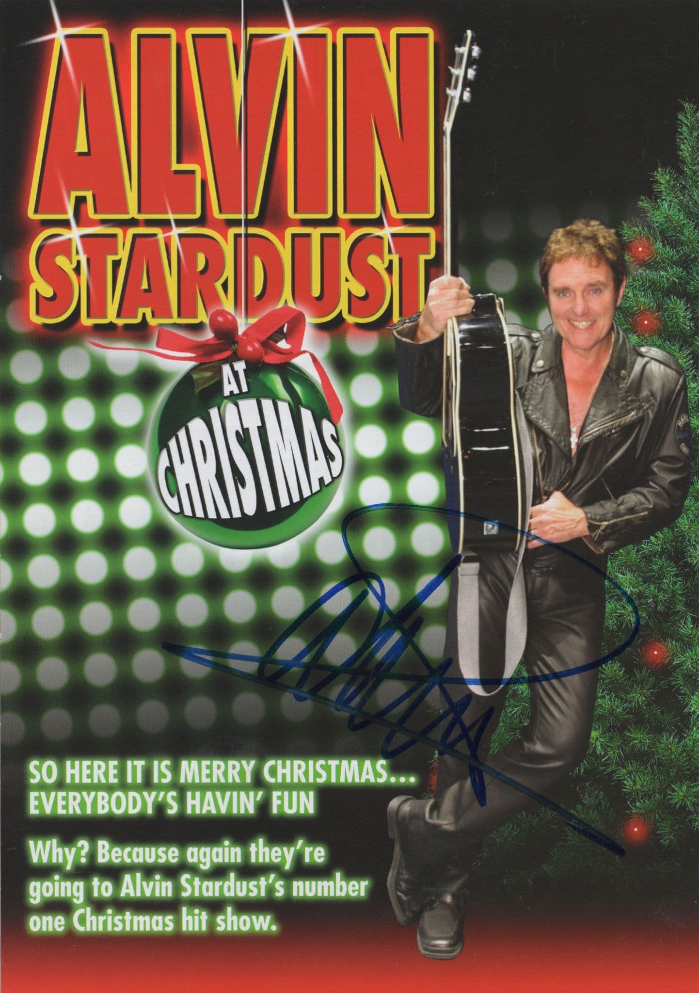 Alvin Stardust Christmas Hits Tour Live Hand Signed Concert Flyer