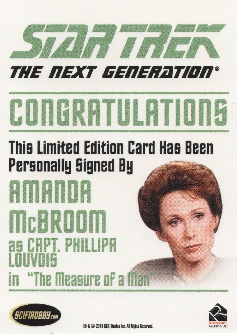 Amanda McBroom Star Trek Hand Signed Autograph Photo Card