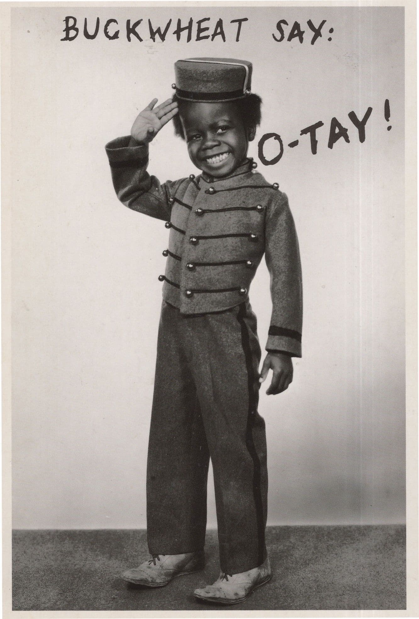 American Boy In Military Band Uniform Buckwheat Comic Postcard