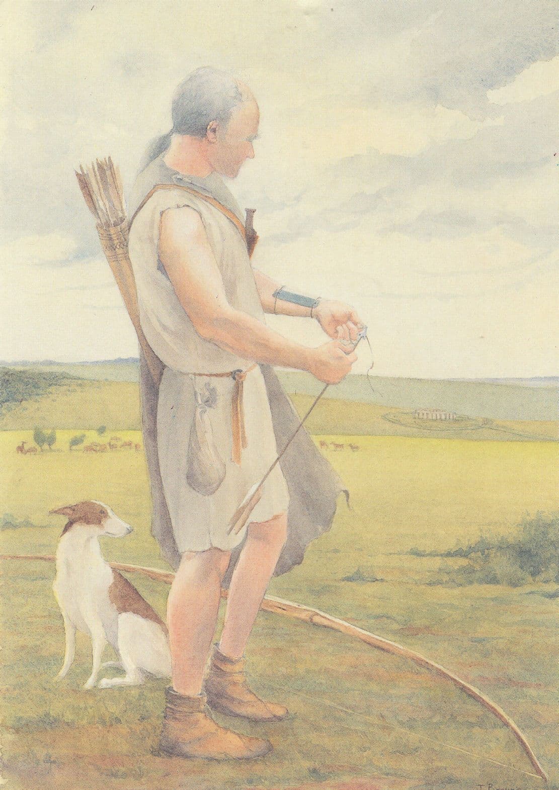 Amesbury Archer Dog Grave Discovery Wiltshire Painting Postcard