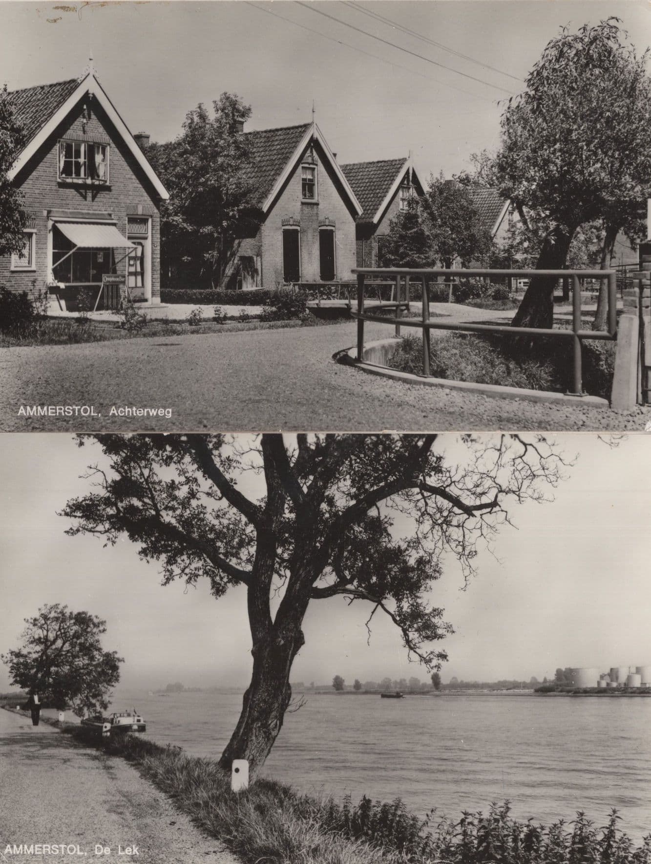 Ammerstol Achterweg Zuid Holland 2x Vintage Real Photo Postcard s