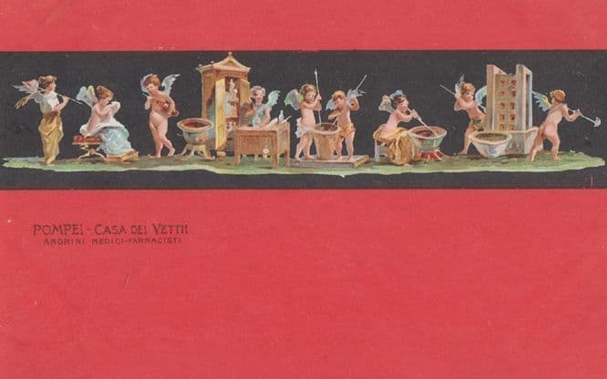 Amorini Medici Farmacisti Pompei Casa Del Vettii Antique Italy Mural Postcard