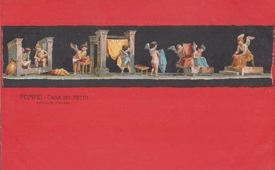 Amorini Tintori Pompei Casa Del Vettii Antique Italy Mural Postcard